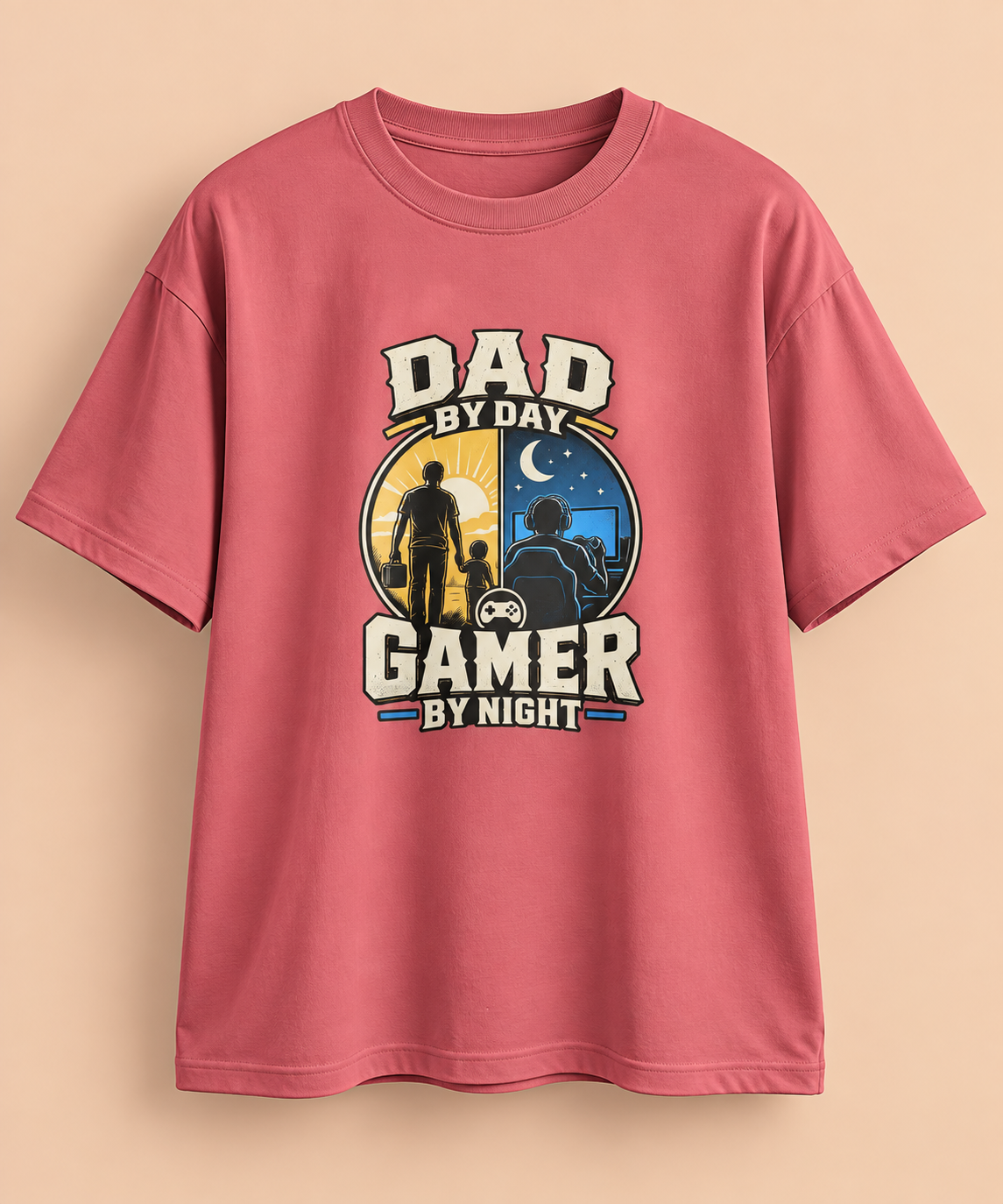 Dad by Day Gamer by Night Oversized T-Shirt | Gamer Dad Gift