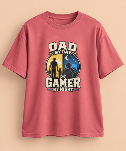 Dad by Day Gamer by Night Oversized T-Shirt | Gamer Dad Gift