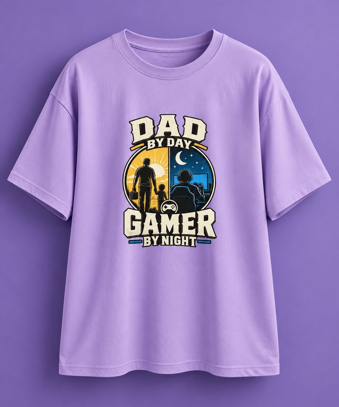 Dad by Day Gamer by Night Oversized T-Shirt | Gamer Dad Gift