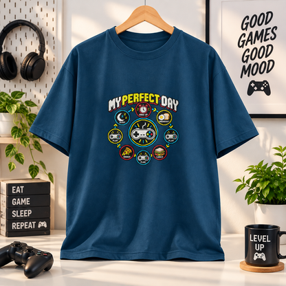 My Perfect Day Retro Gamer Oversized T-Shirt | Eat Sleep Play Tee