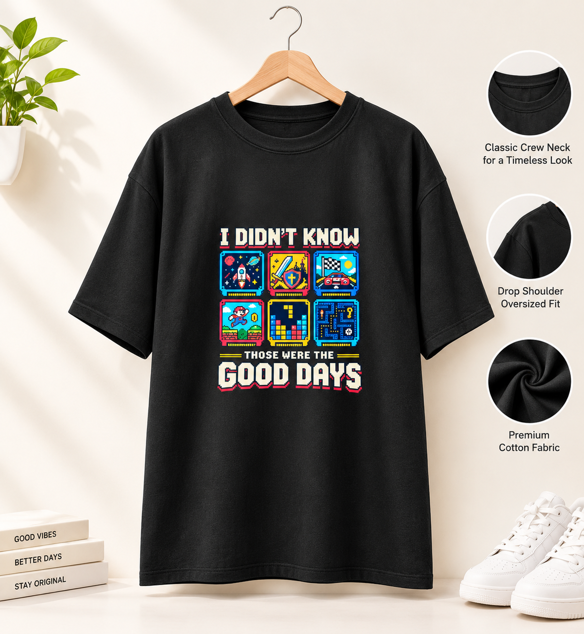 Those Were the Good Days Retro Gaming Oversized T-Shirt