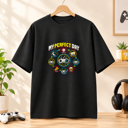My Perfect Day Retro Gamer Oversized T-Shirt | Eat Sleep Play Tee