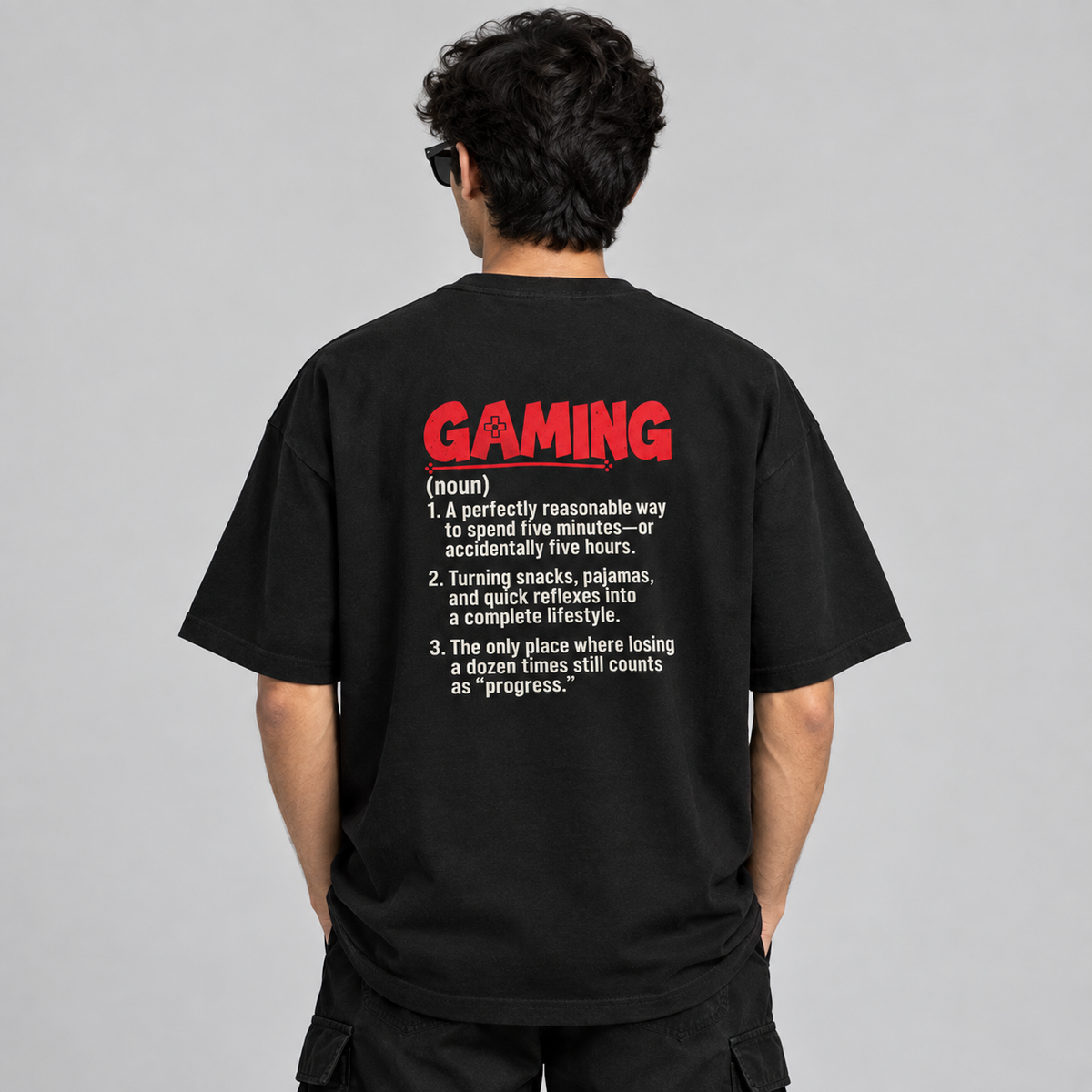 Gaming Definition Oversized T-Shirt | Funny Gamer Back Print Tee