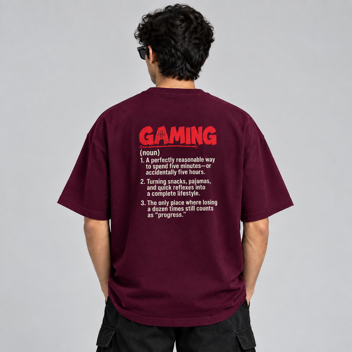 Gaming Definition Oversized T-Shirt | Funny Gamer Back Print Tee