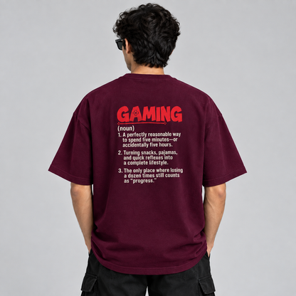 Gaming Definition Oversized T-Shirt | Funny Gamer Back Print Tee