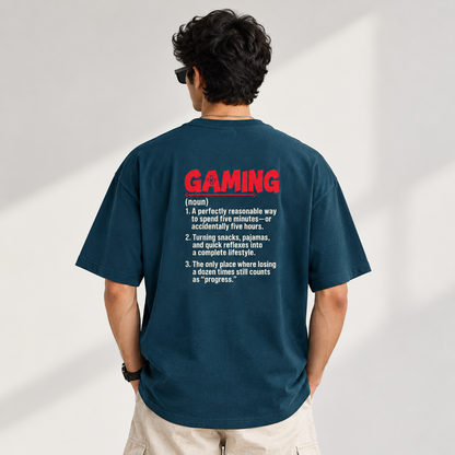 Gaming Definition Oversized T-Shirt | Funny Gamer Back Print Tee
