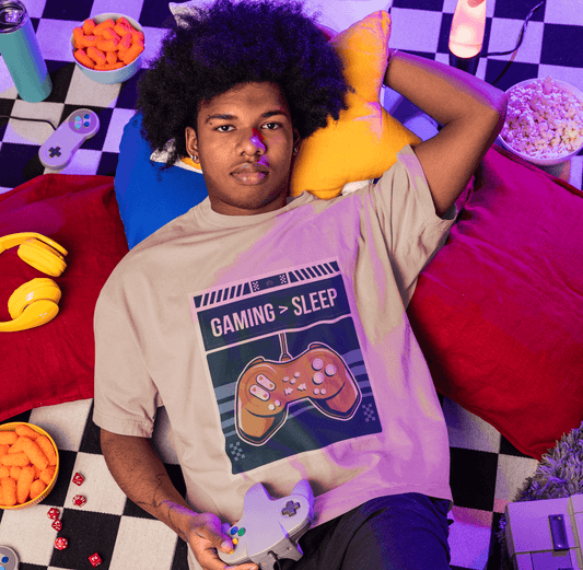 GAMING > SLEEP | 16-BIT INSOMNIA CLUB OVERSIZED TEE FOR GAMERS