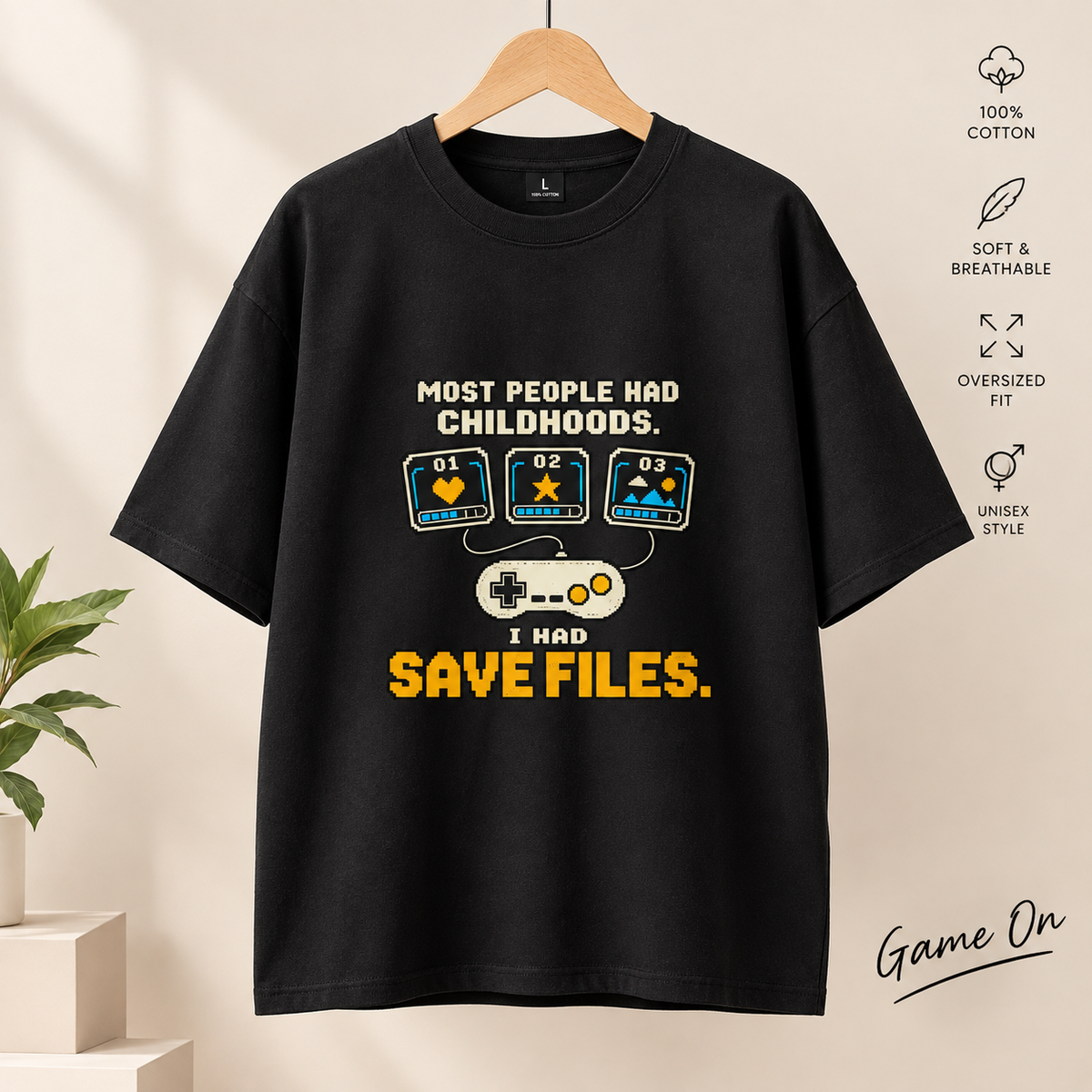 I Had Save Files Retro Gamer Oversized T-Shirt | Nostalgia Tee