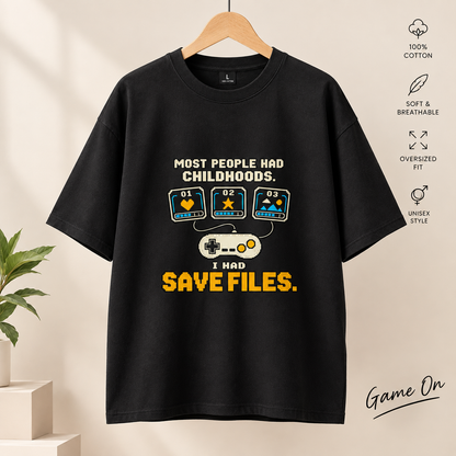 I Had Save Files Retro Gamer Oversized T-Shirt | Nostalgia Tee